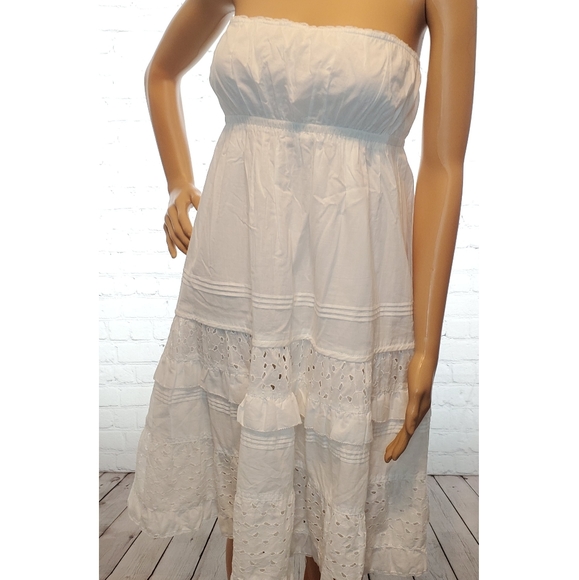 J. Crew White Strapless Layered Eyelet Dress - Picture 5 of 6